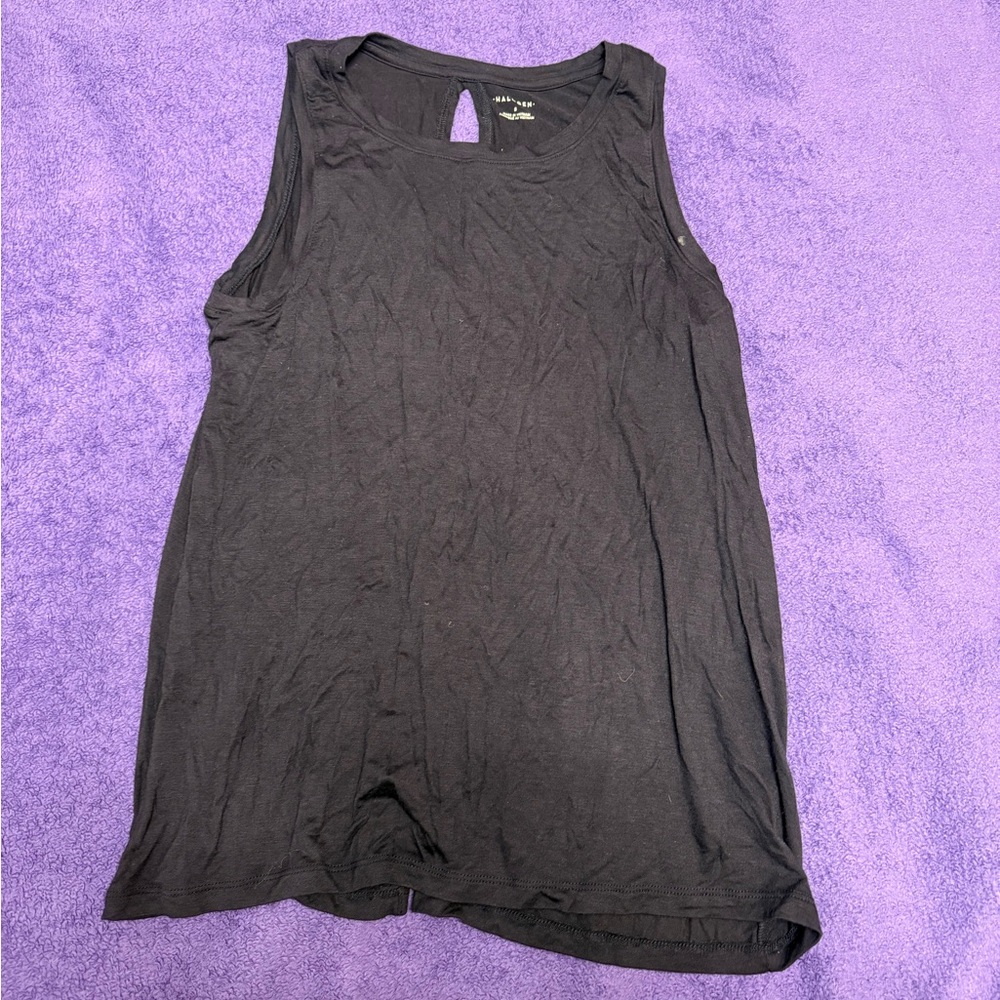 Halogen Black Sleeveless Keyhole Tank